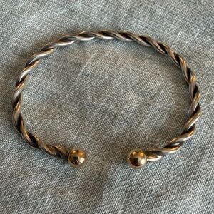 Eden Hand Arts Silver Twist Open Bracelet with Gold Balls